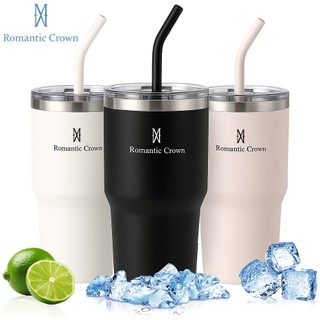 ROMANTIC CROWN Copo Térmico Inox Portátil 600ml Garrafa Térmica Inoxidável com Tampa e Ca…