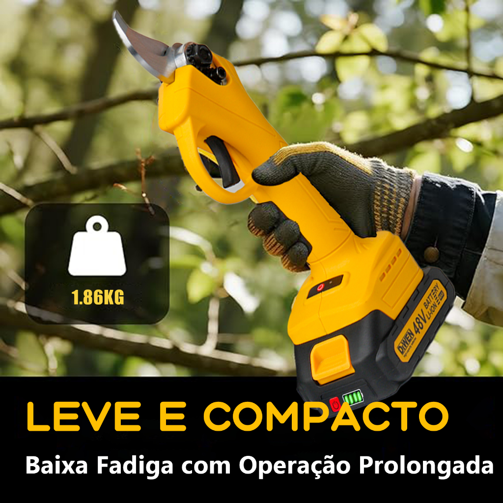 Tesoura Elétrica De Poda Sem Fio Profissional Kit Completo 2 Baterias Recarregáveis Corte Preciso para Jardim · foto 2