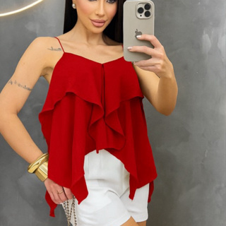 Regata Feminina De Alça Com Cetalhe De Babado Para verão Acabamento De Babados Top Camy blackfriday* em Oferta na Shopee