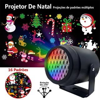 Mini Projetor 16 Modos De Imagens Natalinas 3D Decorações Natal Festivo Festa Dinâmica Holográfica USB