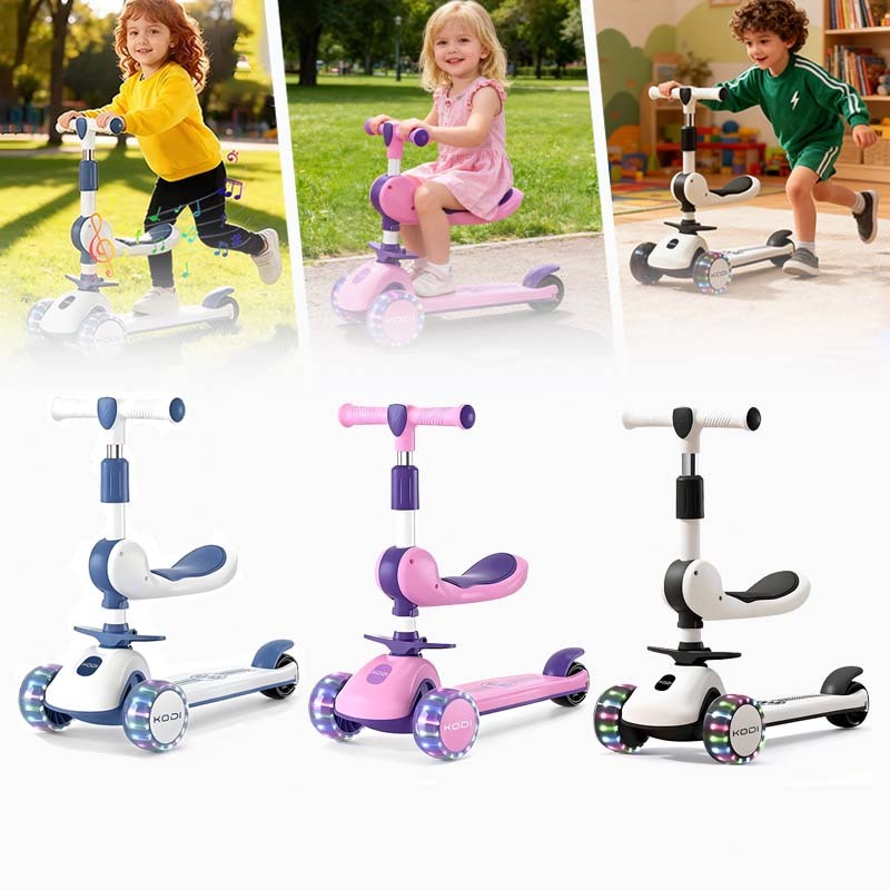 Patinete Infantil Scooter 3 rodas dobrável com Led 3 em 1 até com assento Dream Light 60Kg-P15 em Oferta na Shopee