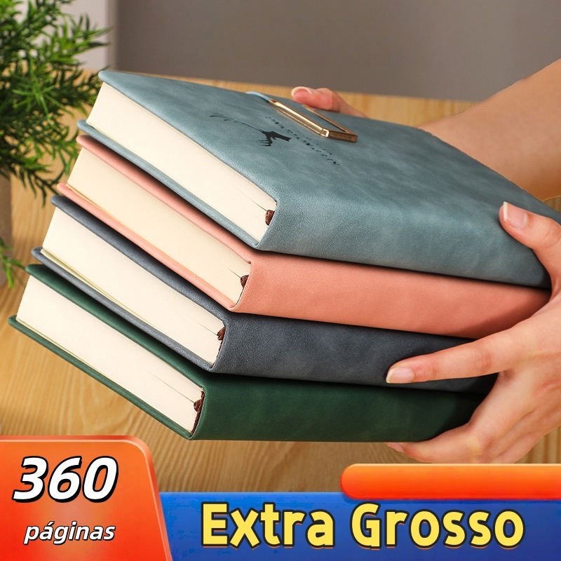 Caderno A5 de couro macio 360 folhas retro notebook para agenda 2026 Bloco de notas com cadeado Extra grosso em Oferta na Shopee