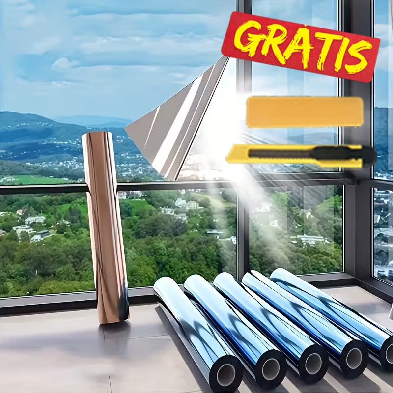 Película Insulfilm Prata/Preto Espelhada, Refletiva, Poliéster profissional, G5, Grátis Espátula