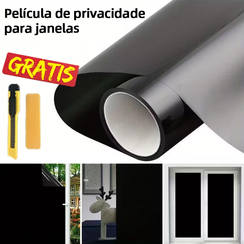 Película Auto Vinil Preto/Prata G5 Blackout Isola Luz Solar Janela Vidro Porta - Bloqueia os raios ultravioleta