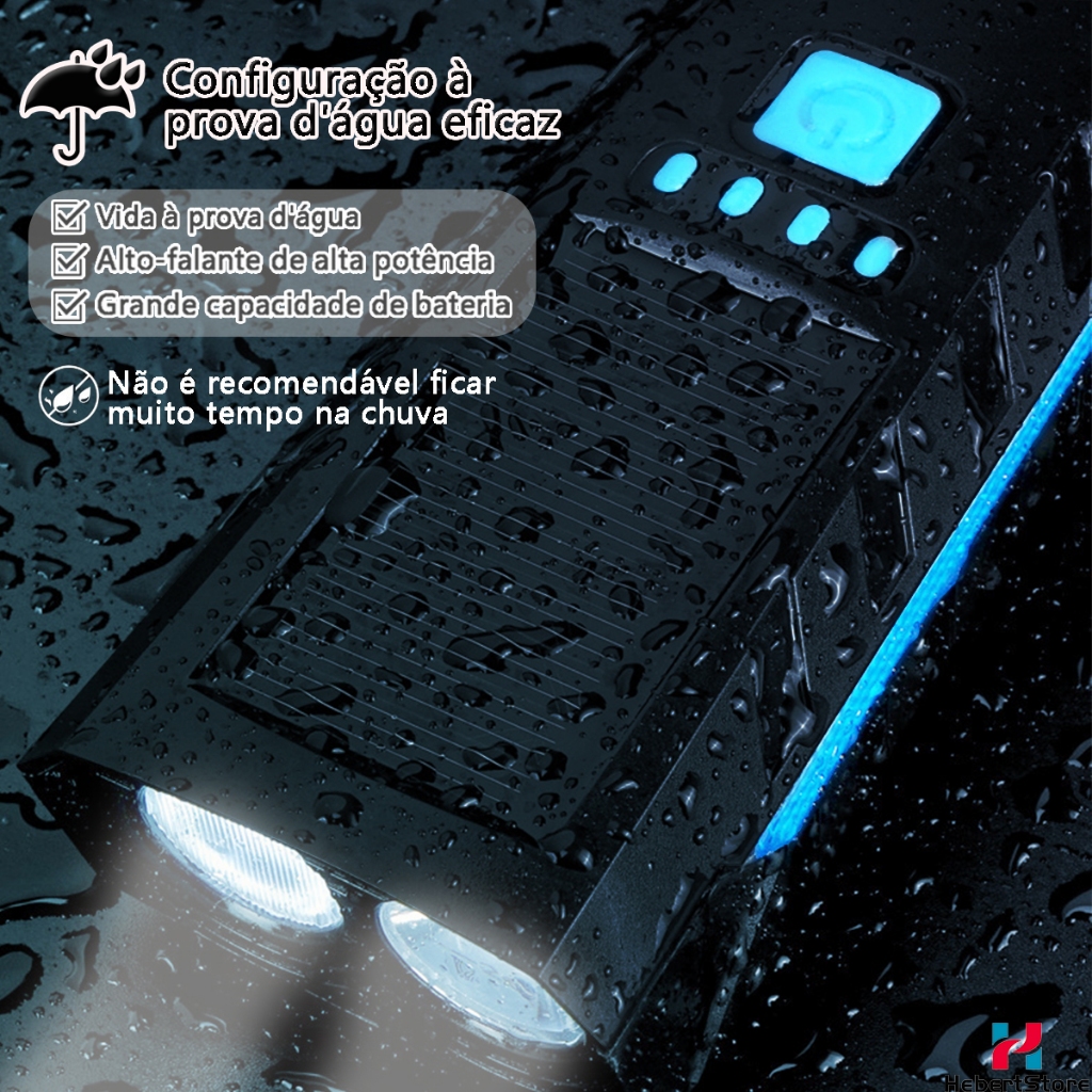 Lanterna Bicicleta Solar Com Buzina 1200 Lumens LED De Farol Bike À Prova D'Água Recarregável