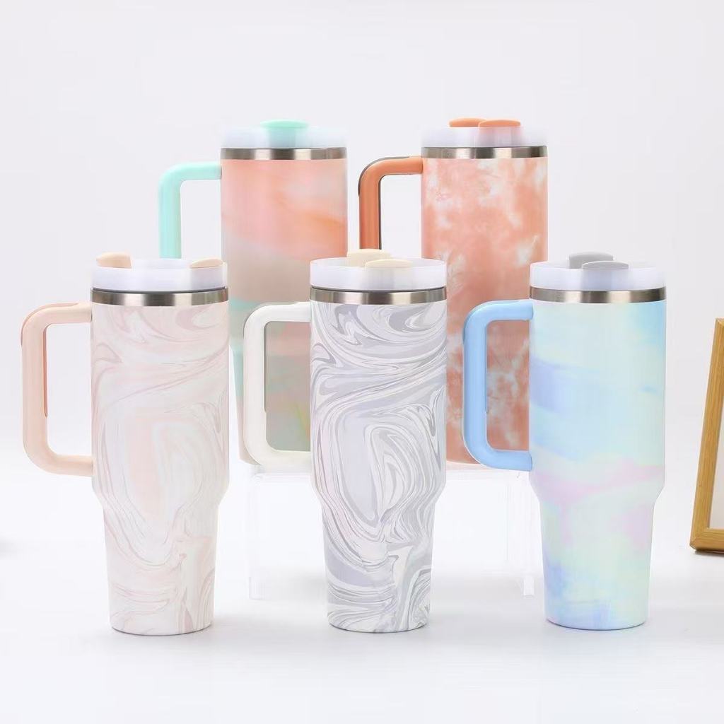 Novidade! Copo Térmico Nuvens e Marmare em Aço Inox 1200 ml Com Alça e canudo em Oferta na Shopee