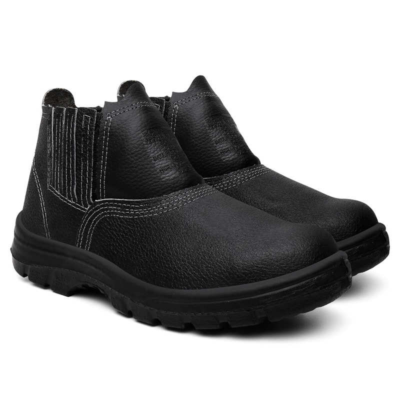 Botina de Segurança Trabalho Cartom 010 em Couro Relax Preto | Confortável, Resistente
