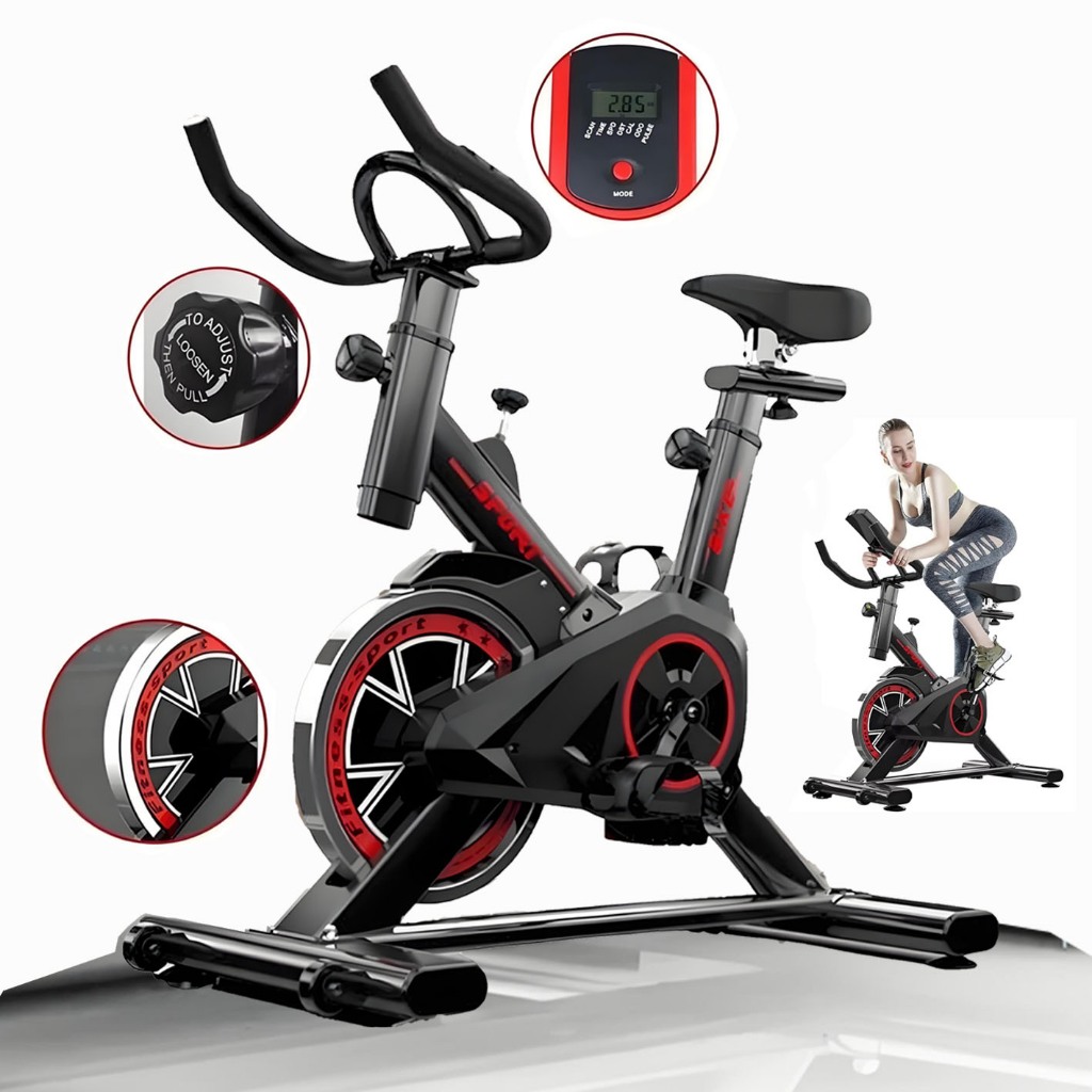 Bicicleta Ergométrica Spinning de Academia - Design Ergonômico + Monitor Fitness + Capacidade 120kg V3