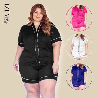 Pijama Plus Size Americano Feminino Com Botões em Oferta na Shopee