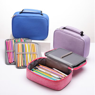 Estojo 72 Pens Escolar Box Nylon Com Alça Feminino/Masculino Organizador Com Divisórias Zíper Infantil em Oferta na Shopee