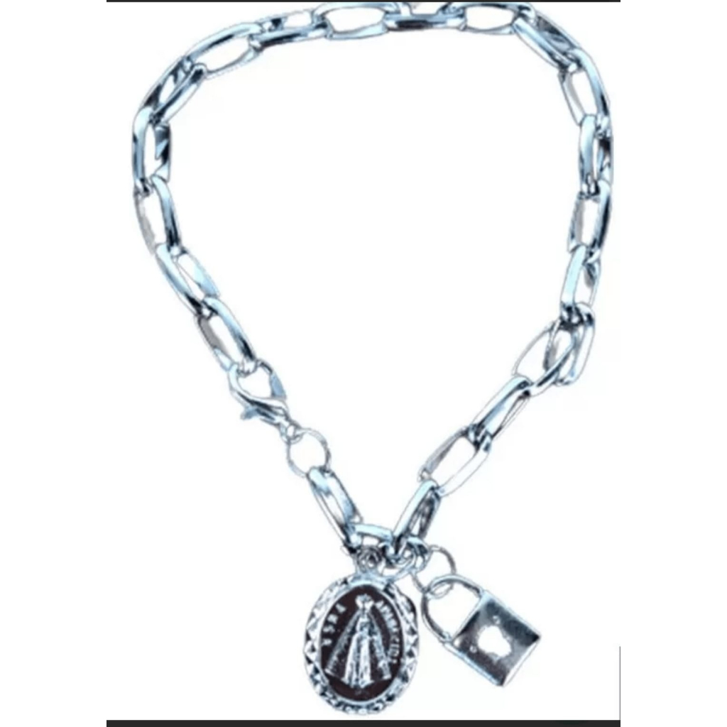 Pulseira Consagração Nossa Senhora Aparecida Inox + Oração — Padroeira do Brasil