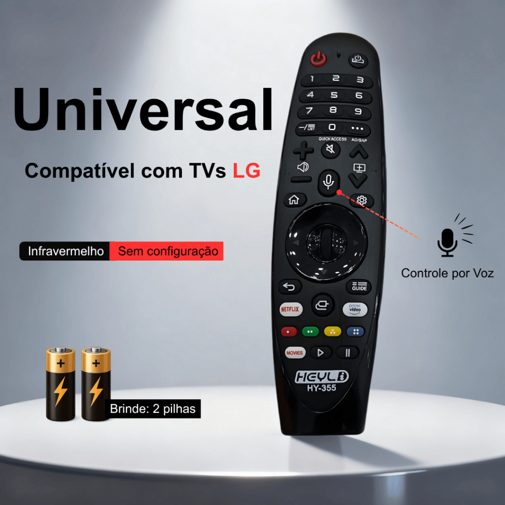 Controle Remoto LG Smart Tv Universal Voz Air Mouse Wheel 15m Sem Configuração Atalhos Netflix