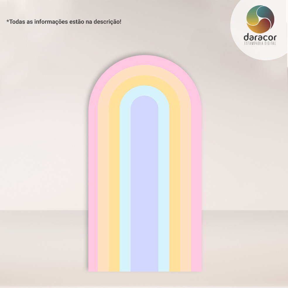 Painel Vertical Arco-íris Candy Color Romano c/ elástico e Retangular c/overloque - FACE ÚNICA
