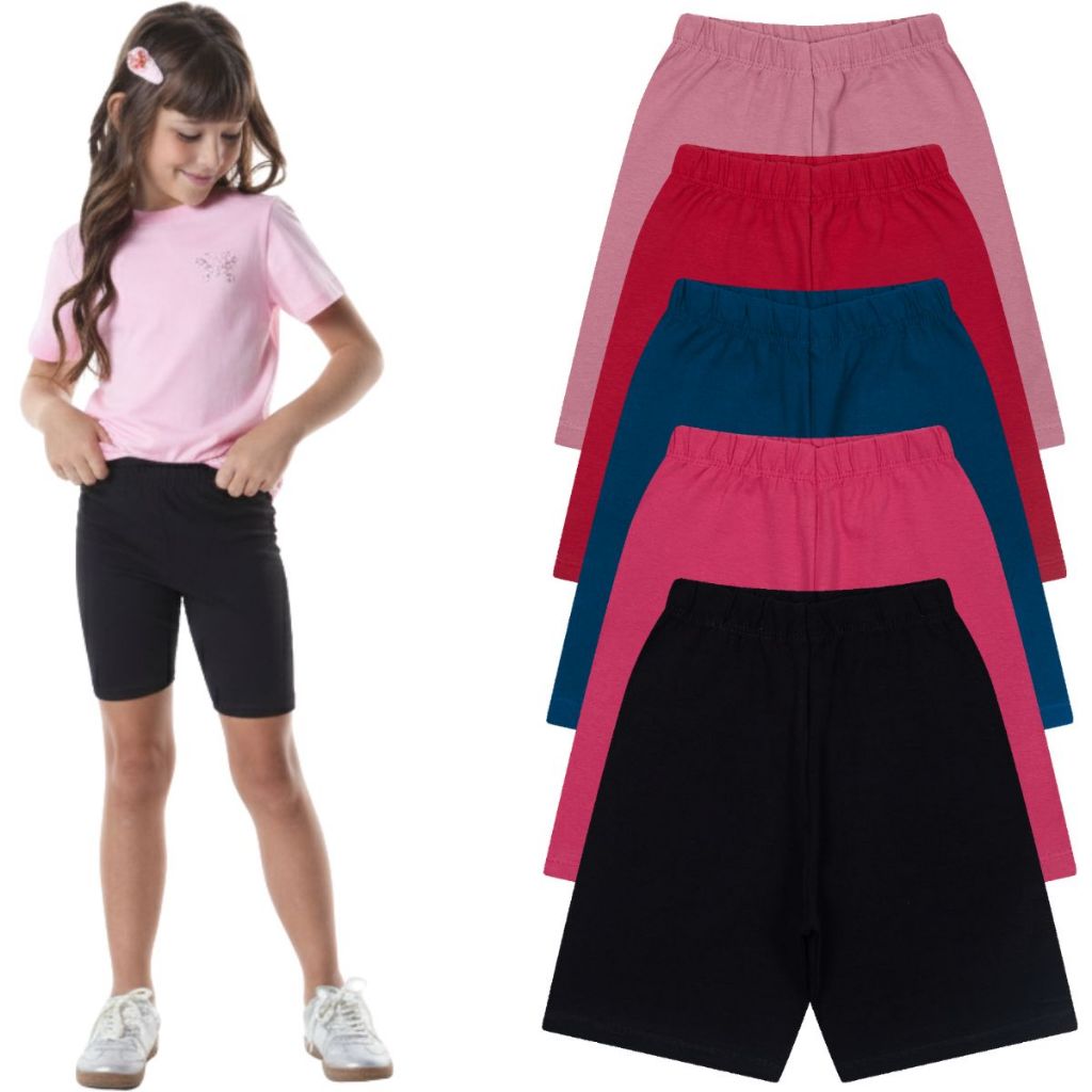 Kit 5 Shorts Ciclista Infantil 1 Ao 16 Bermuda Cotton de Menina Sortido em Oferta na Shopee