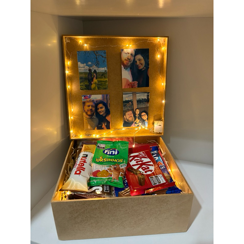 Cesta de Presente Personalizada com Fotos Namorada Cesta de chocolate presente namorados Dia dos namorados Páscoa Caixa