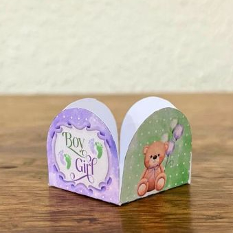 Forminhas para doces Ursinho Chá Revelação Verde e Lilás personalizadas / Festa Aniversário Infantil/ Lembrancinhas