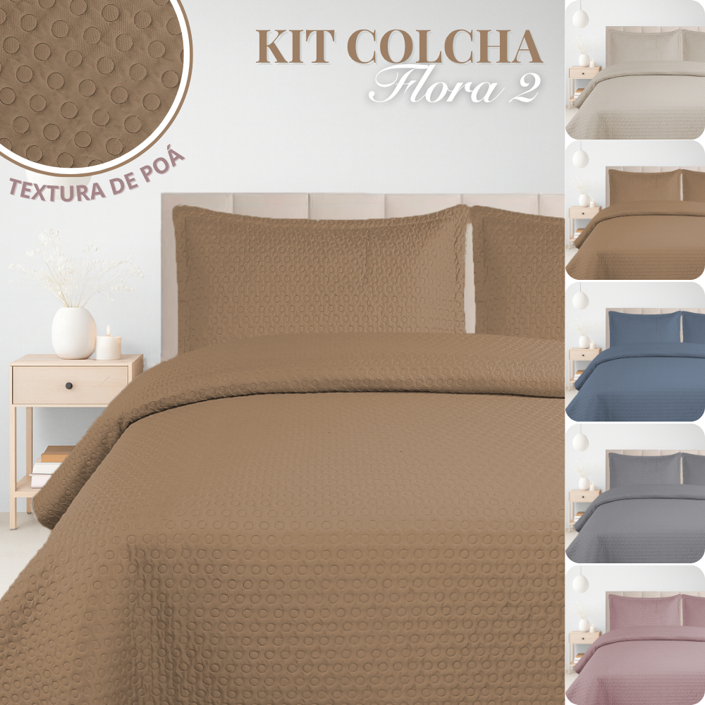 Kit Colcha Cobre Leito Casal 3 Peças Toque Super Macio Ultrassônico Várias Cores Flora 2 Habitat em Oferta na Shopee