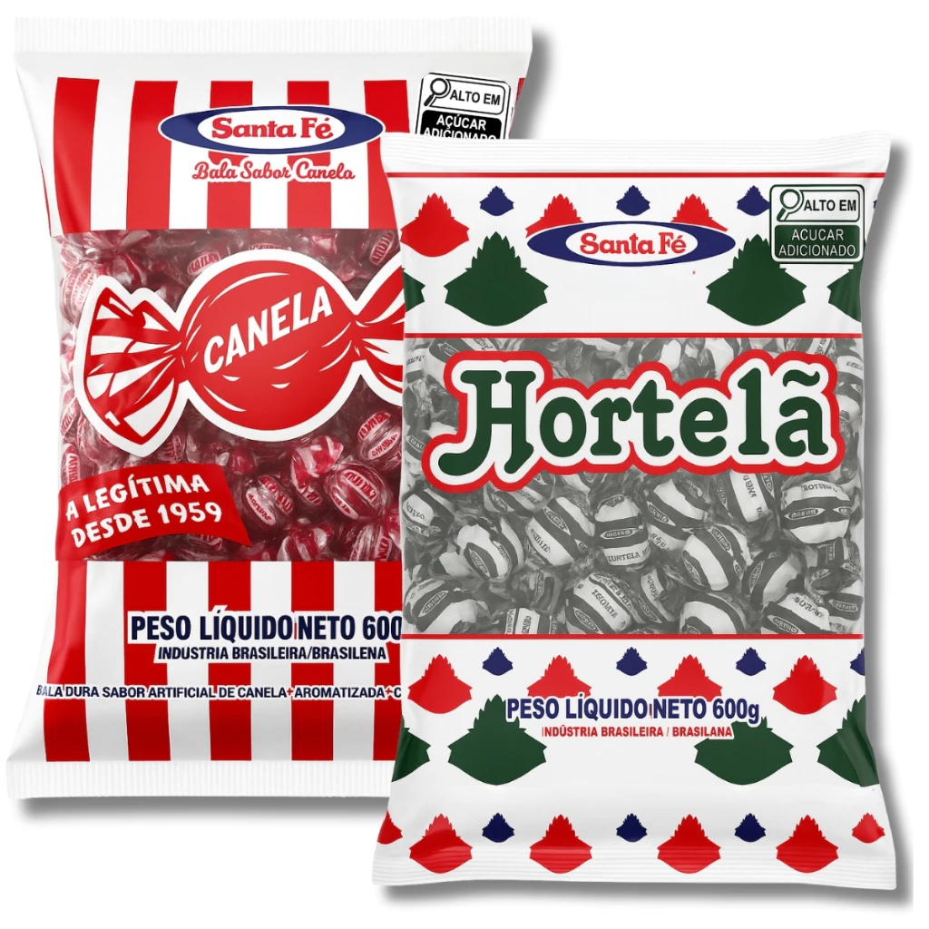 Kit Balas Dura Canela e Hortelã 600g Cada Santa Fé Kit Econômico 2 Sabores Clássicos em Oferta na Shopee
