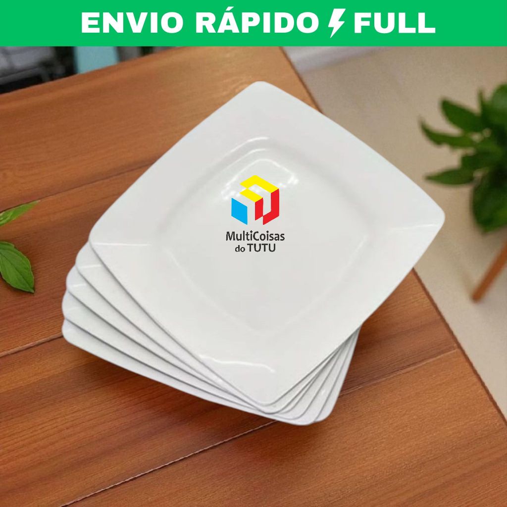 Prato Quadrado de Plástico para Refeições Reforçados Festas e Eventos Reutilizável Prático em Oferta na Shopee
