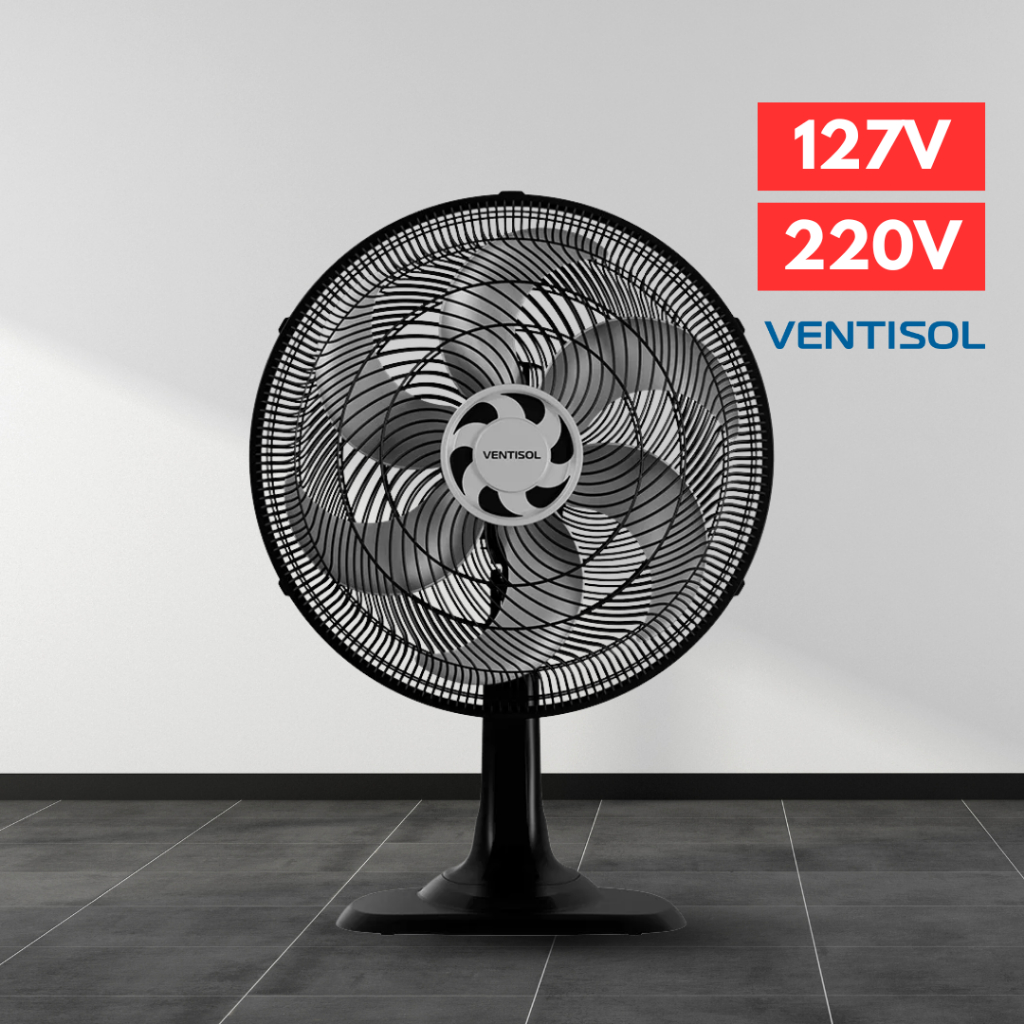 Ventilador de Mesa Turbo Oscilante 6 Pás 50cm 127V 220V Ventisol Premium Inclinação Ajustável Silencioso Potente Bancada