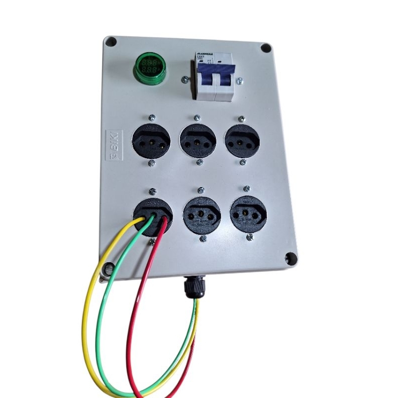 Quadro Painel personalizado de 06 Tomadas, disjuntor Bipolar 50 A,Cabo PP não incluso,110/220 V.