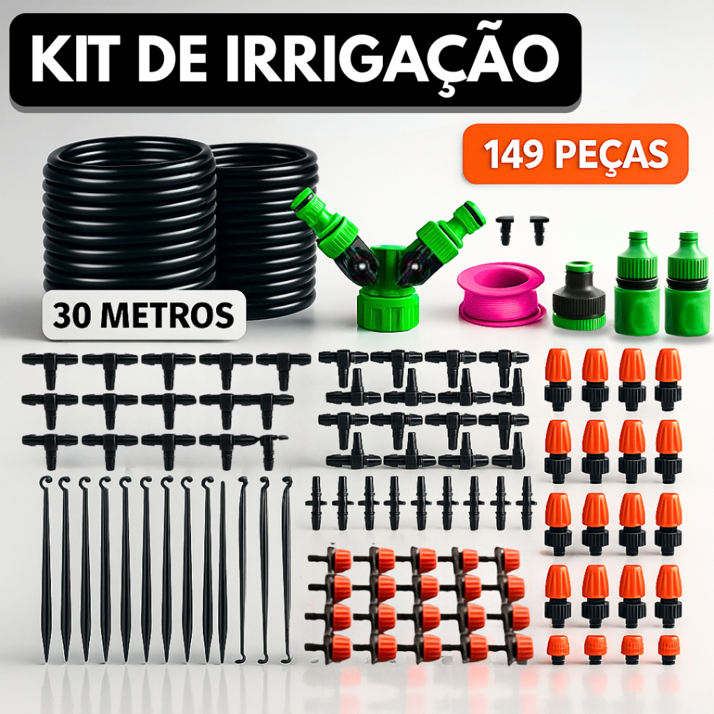 Kit Irrigador 30m para Irrigação de Jardim Completo Horta Dispositivo Gotejamento em Oferta na Shopee