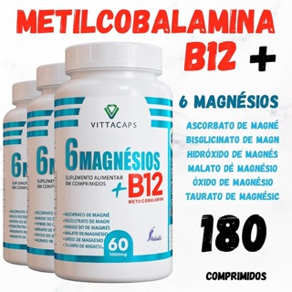 3-POTES-VITAMINA B12 METILCOBALAMINA +6 MAGNÉSIOS-AGORA EM 1 SÓ POTE | 180 CÁPSULAS em Oferta na Shopee