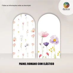 Painéis Verticais Floral 05 - Face Única Romano c/ elástico e Retangular c/ Overlock Tam Diversos