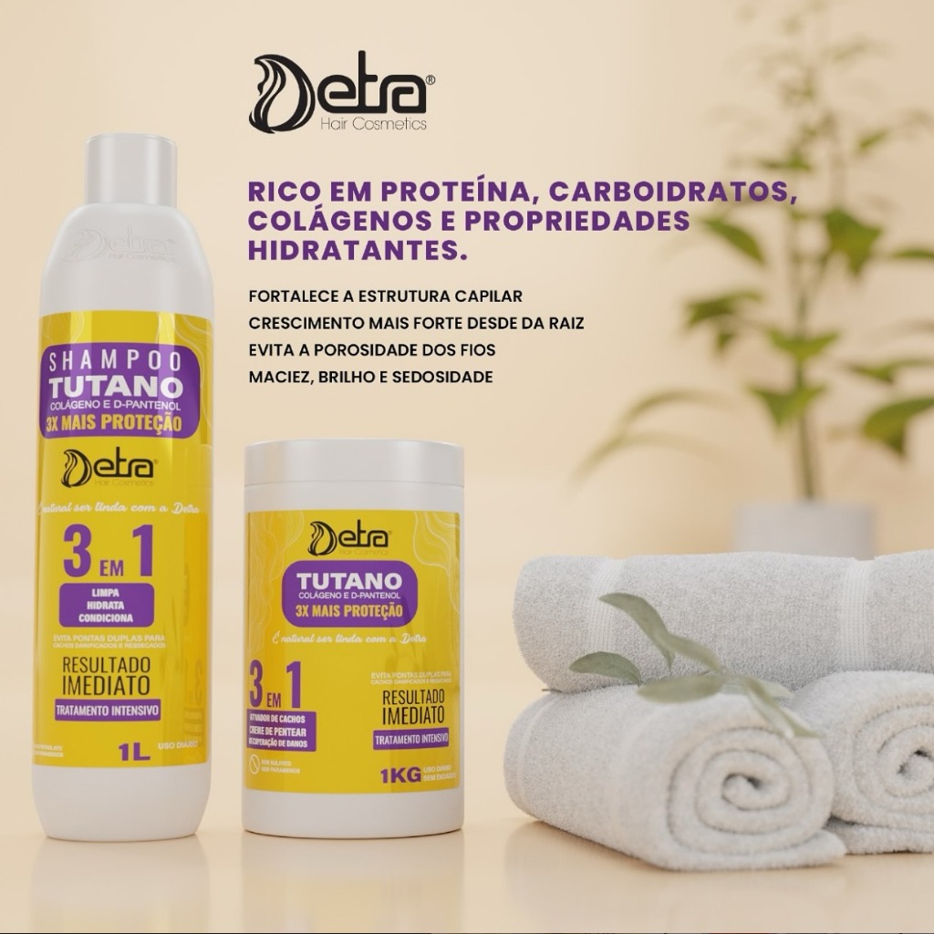 kit Shampo 3x1+ Ativador de Cachos Tutano 3x1 Detra 1kilo