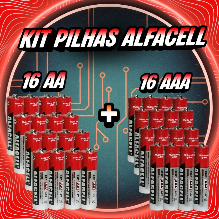 Alfacell 16AAA Palito + 16 AA Normal ou Escolha sua Quantidade