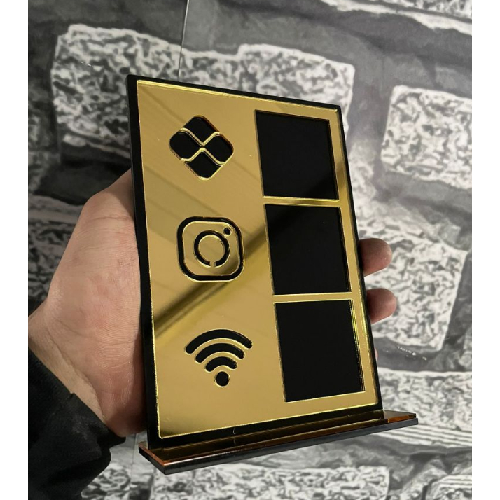 Placa Display 03 QR Code - Acrílico Espelhado - PIX/INSTA/WI-FI