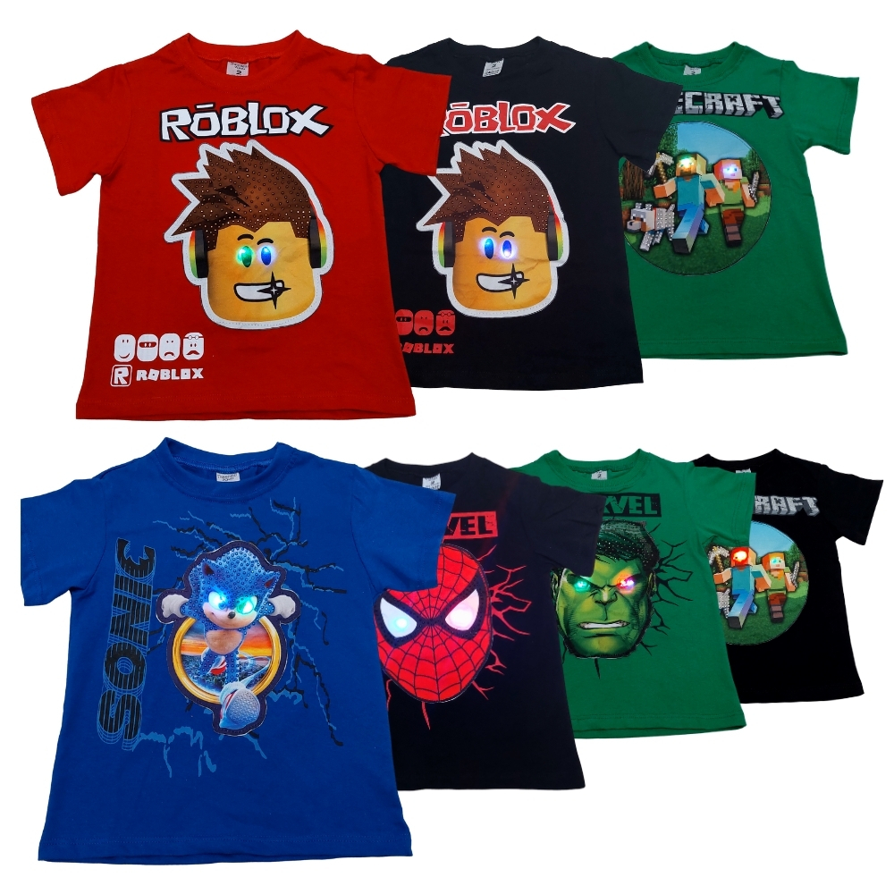 camiseta led infantil blusa personagens menino pisca-pisca em Oferta na Shopee