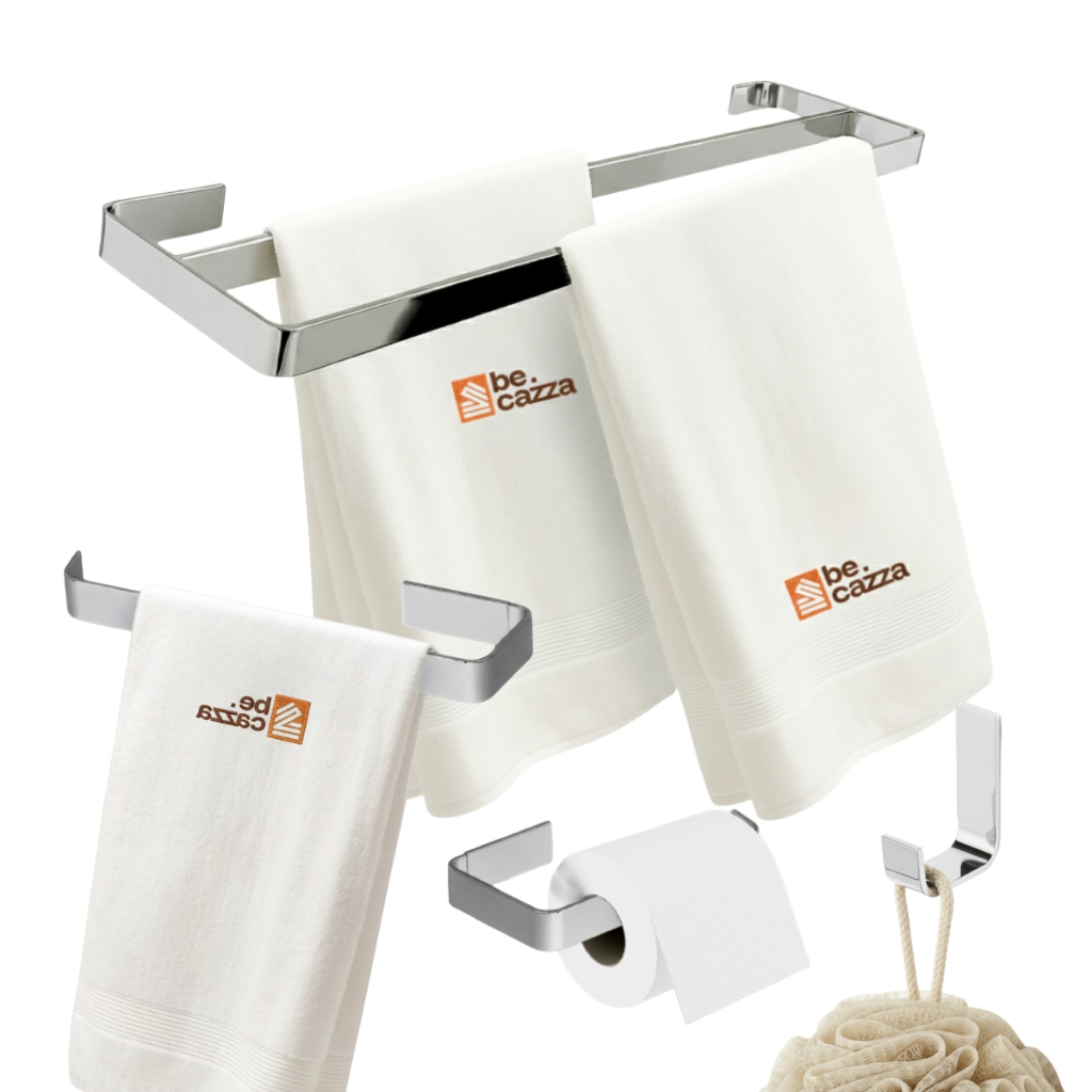 Kit Acessórios Banheiro Suporte Toalhas Duplo Casal Cromado Quadrado Alumínio Polido Luxo 4 Peças em Oferta na Shopee