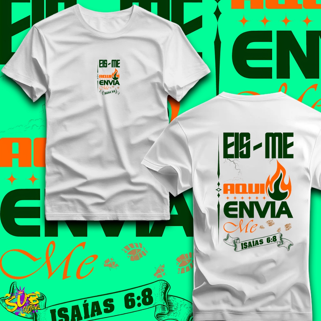 Camiseta Cristã T-shirt Confort ''EIS-ME AQUI''Premium Fio 30.1 Lançamento Envio Imediato - 996