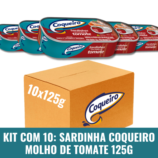Kit 10 Sardinha Coqueiro Molho de Tomate 125g