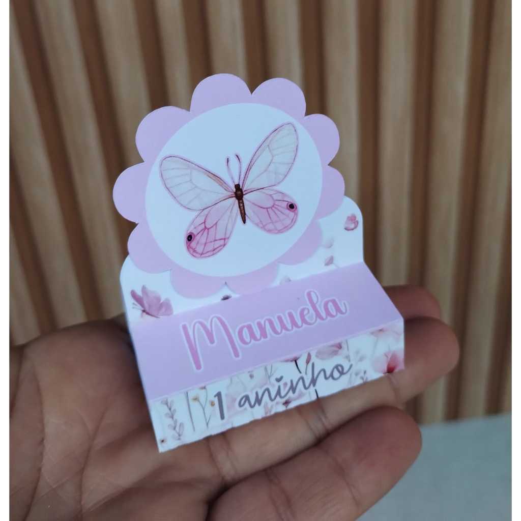 Porta Bis Duplo personalizado Jardim das Borboletas Rosa l Lembrancinha Personalizadas l Aniversário Infantil