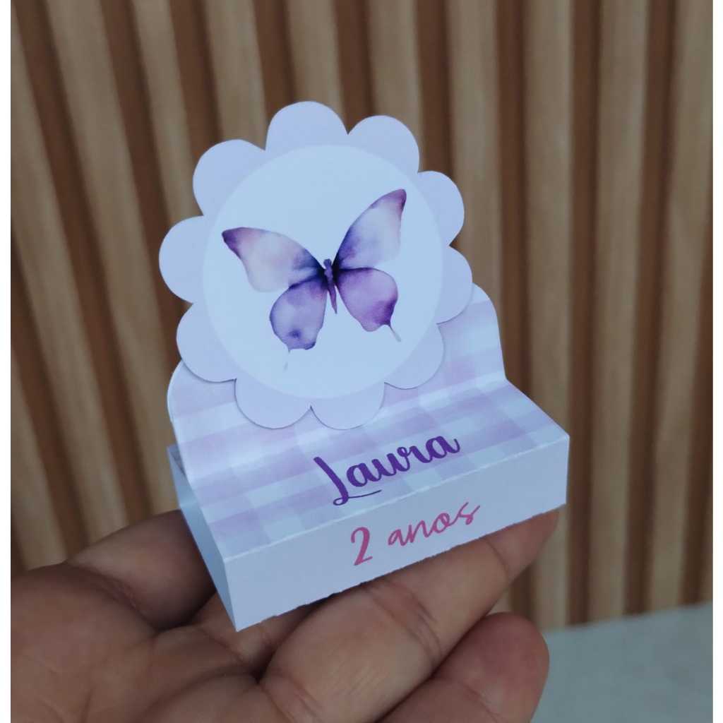 Porta Bis Duplo personalizado Jardim das Borboletas Lilás l Lembrancinha Personalizadas l Aniversário Infantil l Mimos