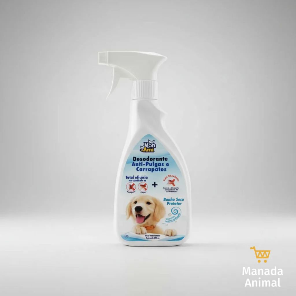 Desodorante Antipulgas e Carrapatos Cães 500ml - Mon Ami em Oferta na Shopee
