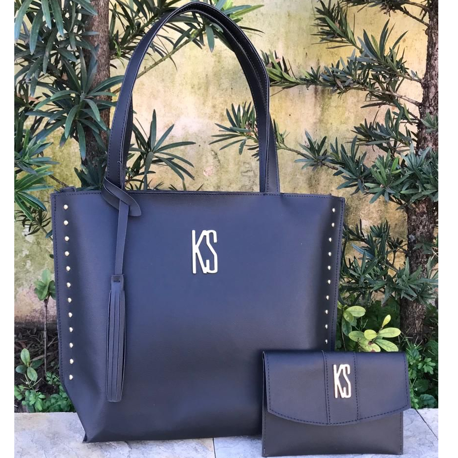 Bolsa Feminina Sacola Tote Grande Kit + Porta Documentos Faculdade/Trabalho/Dia a Dia