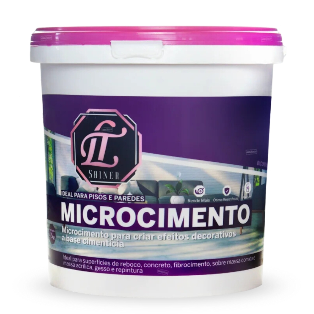 Massa Efeito Cimento Queimado Microcimento Rende Até 4,5mt² Para Pisos e Paredes 4,5Kg - LT Shine