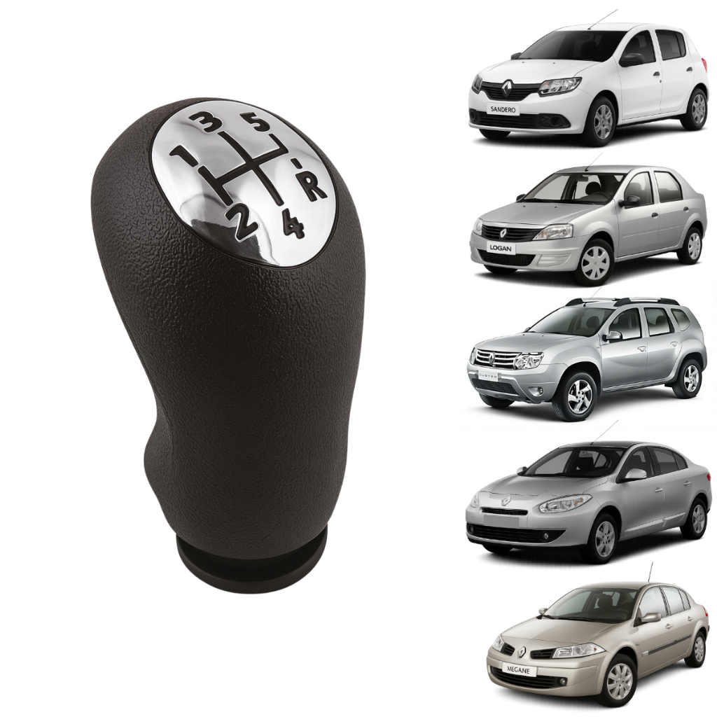 Manopla Alavanca Bola De Câmbio Logan Sandero Megane Duster Fluence 06/16 Lente Cromada