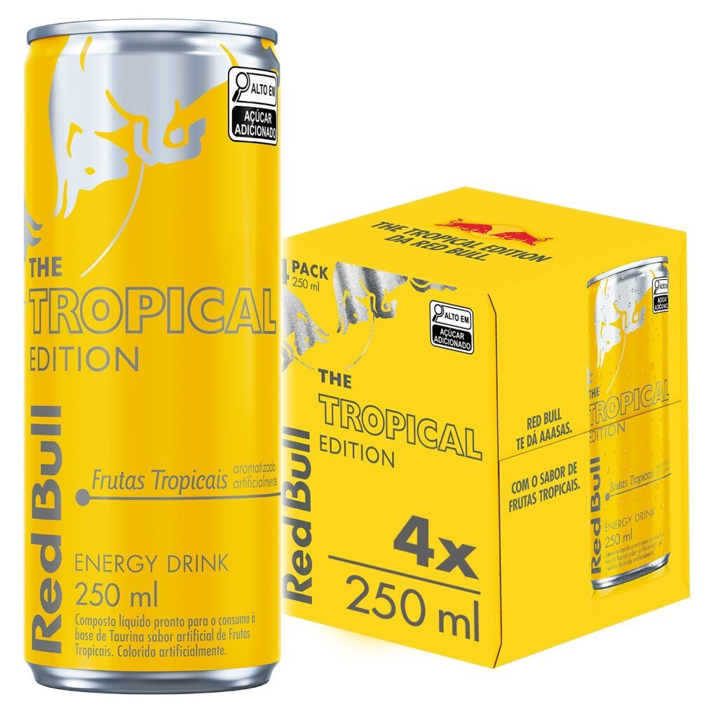 Pack de 4 latas Red Bull Energético, Frutas Tropicais, 250ml em Oferta na Shopee