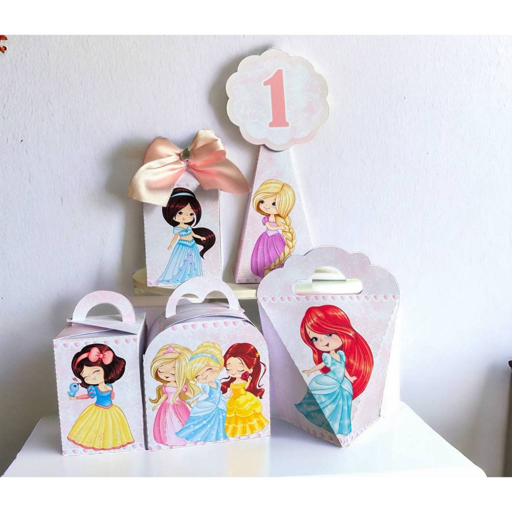 Personalizados Princesas Cute Baby Aquarela Pegue e Monte Lembrancinha Kit de Caixinhas (Envie Nome e Idade no Chat)