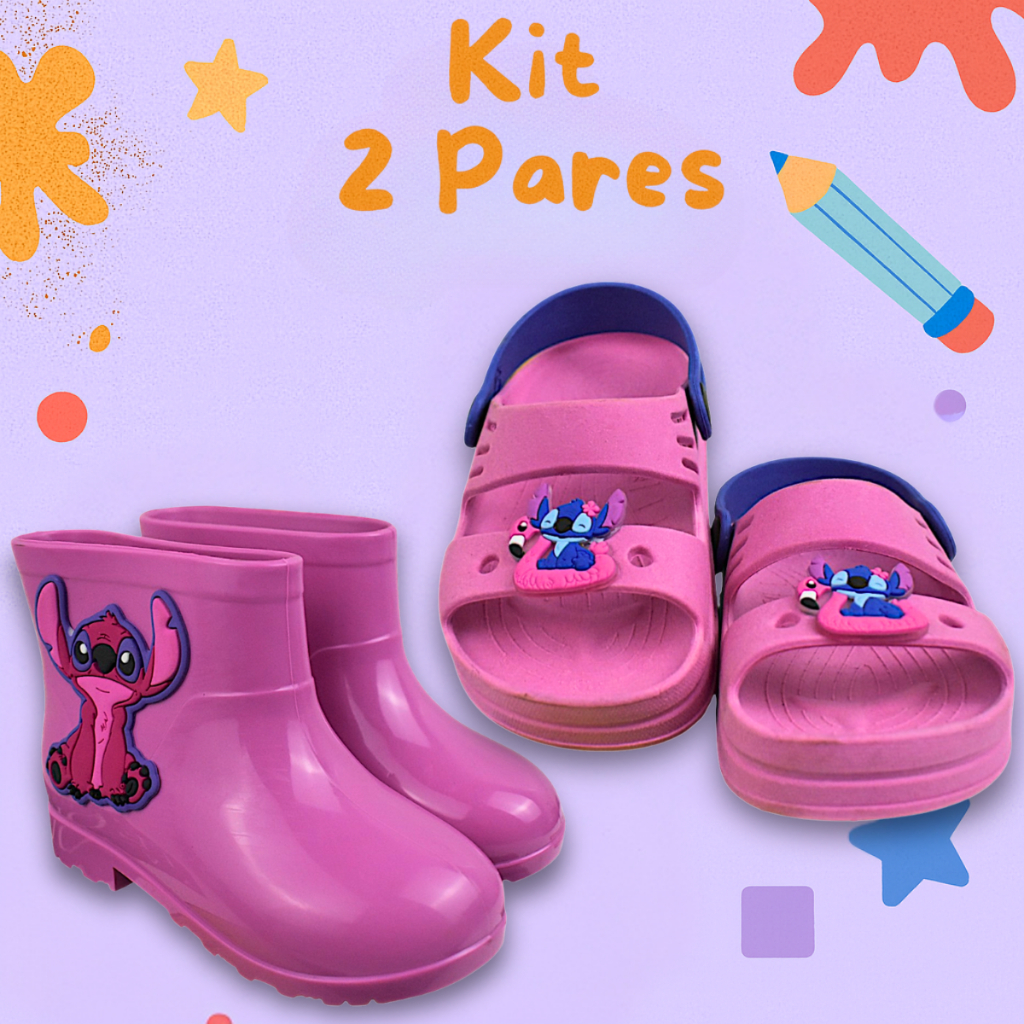 Kit 2 Pares Galocha Sandália Papete Premium Infantil Menina Delicada Antiderrapante Promoção