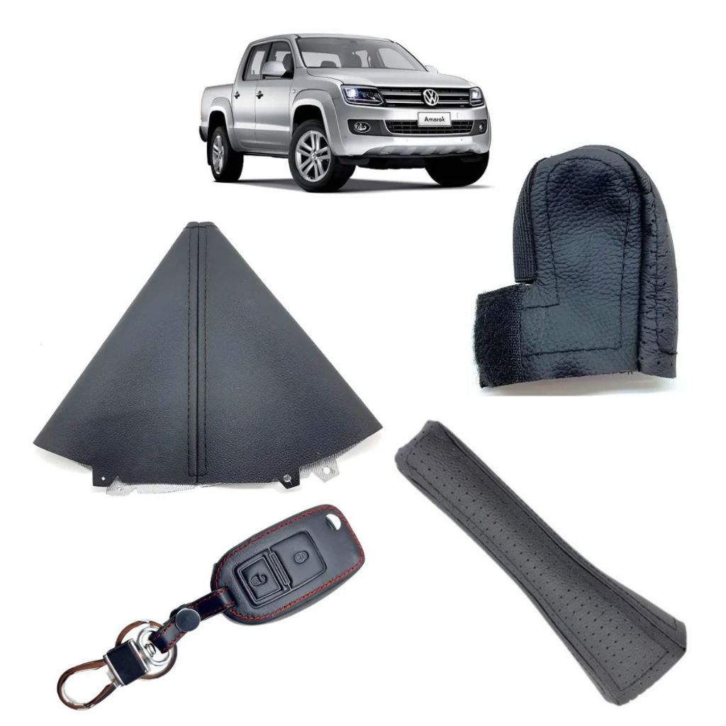 Capas para manopla Freio e chave canivete + Coifa câmbio manual Amarok Turbo 2014 2015 2016 2017 2018 2019 2020
