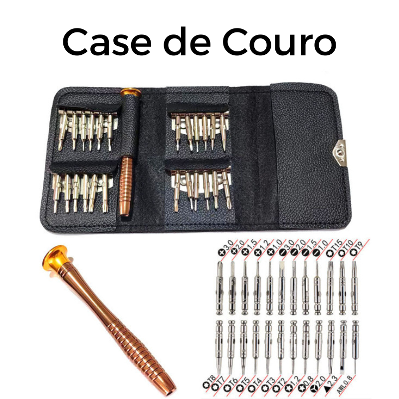 Kit Jogo Ferramenta Chave Magnética Precisão 24 Peças Pequenos Reparos Compatível - Celular Notebook