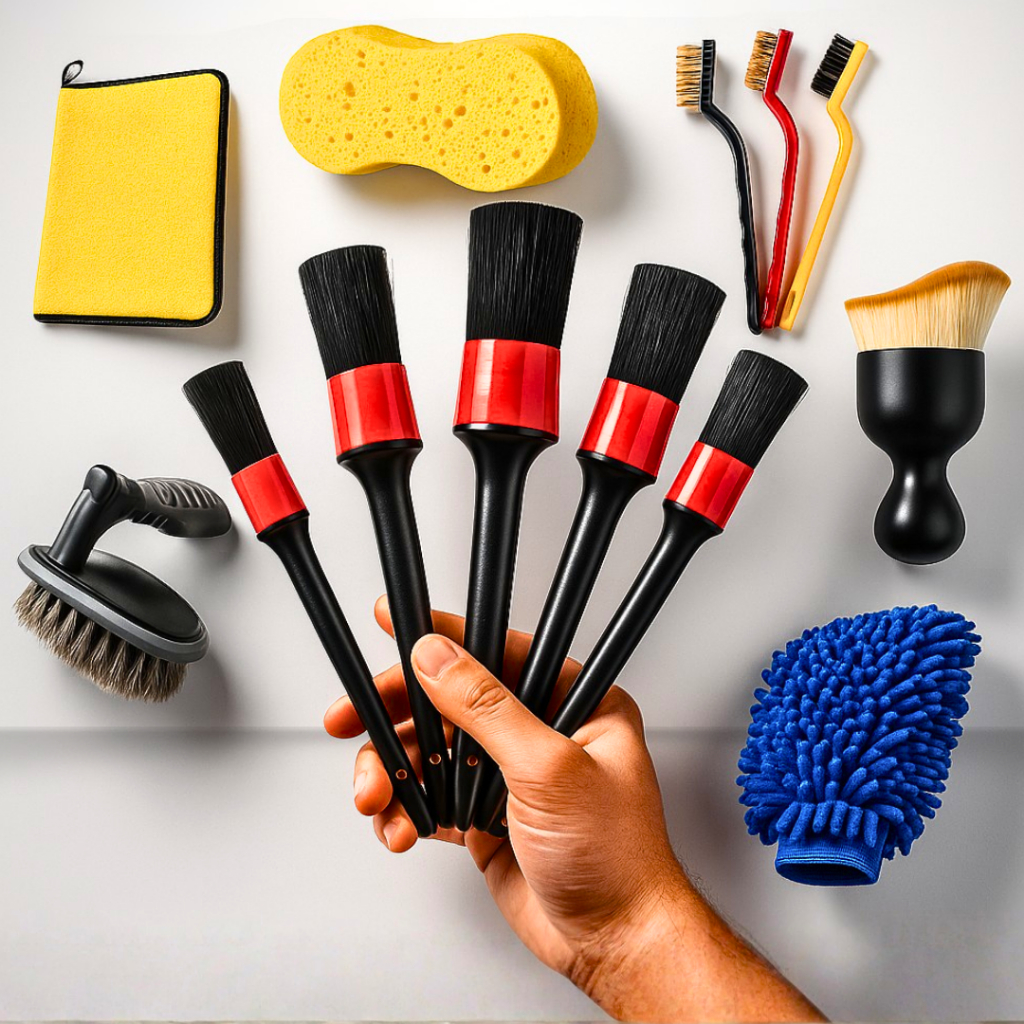 Kit Automotivo Pincel Automotivo Luva Microfibra Flanela 30x40 cm Escovinha Aço Escova Pneu Esponja Lavar Carro em Oferta na Shopee