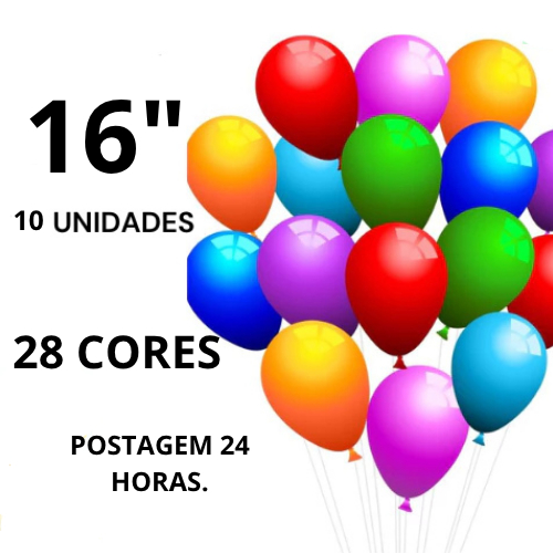 BEXIGA BALÃO 16 LISO C/10 UNIDADES em Oferta na Shopee