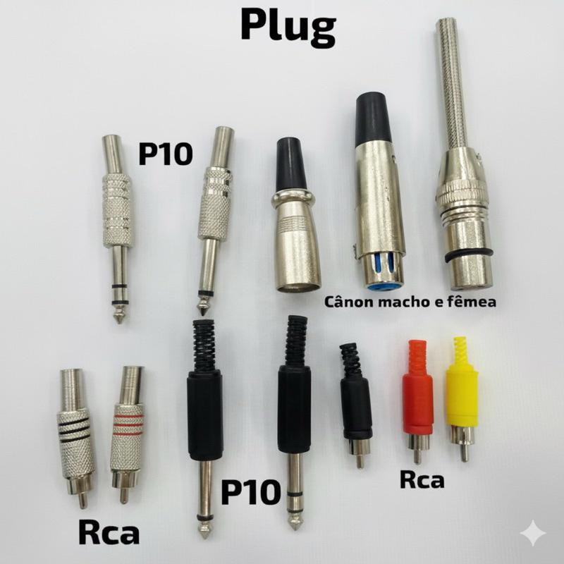 Kit Conectores de Áudio P10 / RCA / XLR Cânon – Som Profissional e Instrumentos