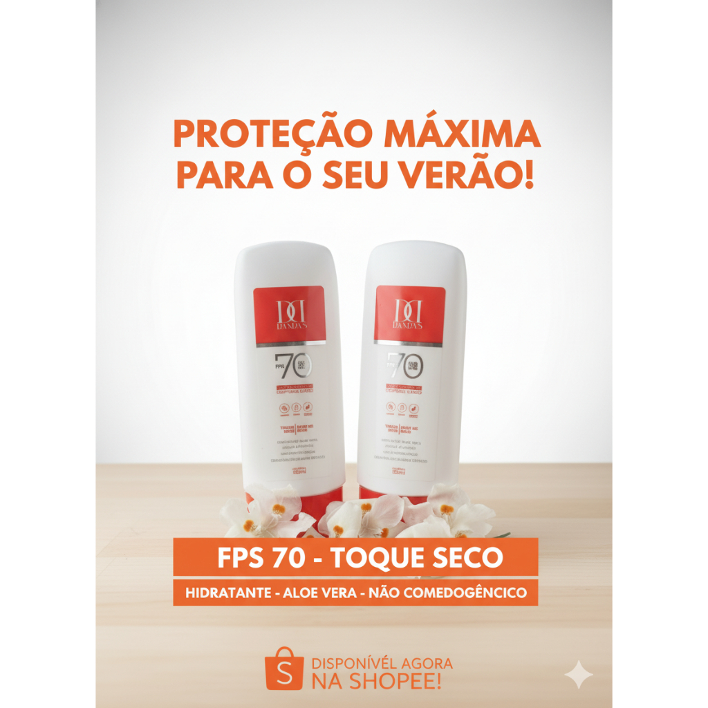 Protetor Solar Danda's FPS 70 Kit Duplo Toque Seco